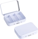 2Pack Pill Box 3 Kompartment Pill Case, Portable Metal Travel Pill Box koos peegliga meditsiin, vitamiinid, kalaõli ja toidulisandeid, Portable Pill Box tasku või rahakott (valge)