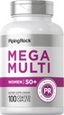 Piping Rock Multivitamiin naistele 50 Plus | 100 kaetud kapslid | igapäevane multivitamiin ja mineraal naistele | Mitte-GMO, gluteenivaba toidulisand