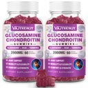 2 Pakendid 2000mg Glükoosamiin Kondroitiin Gummies , ekstra tugevusega glükoosamiin koos kondroitiin MSM & kurkum , ühine tugilisand , antioksüdantne immuuntoetus - 120 Gummies