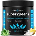 NutraChamps Super Greens Powder Premium Superfood | 20+ Organic Green Veggie Whole Foods | Nisurohi, Spirulina, Chlorella | Antioksüdant, seedeensüüm ja probiootilised segud (9,1 OZ, troopilised)