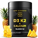 Vitamiin D3 K2 Gummies 10000 RÜ kaltsiumi 100mg - VIT D3 täiskasvanutele - Mk7 Vitamiin K2 100mcg - D-vitamiini täiendus meestele ja naistele - Vegan Gluteenivaba Mitte-GMO