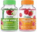 Elujõuline Aloe Vera + kollageen ja biotiin, Gummies Bundle - suurepärane maitse, vitamiinilisand, Gluteenivaba, GMO-vaba, närimiskõlblik