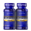 Puritan's Pride Premium Super Tugevus Melatoniin 10mg Sleep Aid, Dietary Supplement heli, puhata ja pikema une tugi, 4 kuu pakkumine, 120 kiirvabastuskapslid, 2 Pack (pakendamine võib varieeruda)
