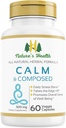 Nature's Health Calm and Composed – Valerian Root and Passion Flower Formula – Daily Stress Relief – Lõõgastav täiendus – 1000 mg per Serving – 60 taimekapslit