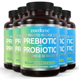 Zentastiliste probiootikumide ja prebiootikumide täiendus - 50 miljardit CFU - meeste ja naiste immuunsuse ja seedehäirete tervise jaoks - 16 tüve - riiuli stabiilne - 300 hilinenud vabastamist Veggie kapslid