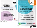 ForHer & Essential Vegan Multivitamiin Bundle - 30-päevane naiste tervisetoetus Omega 3, B12, D3, Raud, Folaat & More - energia, immuunsus ja hormonaalne tasakaal