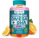 Feel Great Omega & DHA Gummies täiskasvanutele Taimepõhine Omega 3 Kalaõli Alternatiivne | Taimetoitlane | C-vitamiin, Chia ja Omega3, Toetab Aju, Immuunsust, Sünnieelseid Funktsioone, (60 Count)