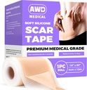 AWD Silicone Scar Sheets kirurgiliste armide jaoks - õmblusteta meditsiiniklassi silikoon-scar Tape C-sektsiooni jaoks, Tummy Tuck Tape - silikoon-naha plaastrid pärast operatsiooni peab olema (1,6 " x 60" õmblusteta rull)
