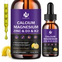 (2 Pack) Kaltsium Magneesium Tsink Vedelad tilgad naistele ja meestele - luud ja hambad, immuunsuse tugi, vedel kaltsiumilisa magneesiumglütsinaat, C-vitamiin D3 K2 B6 ja mere sammal | Suhkruvaba
