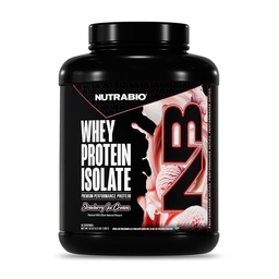 NutraBio 100% vadakuvalk isolaatvalgu pulber, 25 g valku koos täieliku aminohappe profiiliga, soja ja gluteenivaba, madala süsivesikusisaldusega ja madala kalorsusega vadakuvalgu pulber, maasikajäätis, 5 lbs.