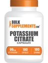 BulkSupplements.com Kaaliumtsitraatkapslid - kaaliumilisand, kaaliumtsitraat 99mg - kaaliumtsitraatlisand, kaaliumpillid - 1 kapsel serveerimise kohta, 180 kapslit (pakk 1)