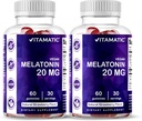 Vitamatic Melatonin 20mg Gummies for Adults, 30 Servings - 60 Count - Non-Habit Forming Supplement (Pack of 2)
