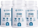 Kliinilised mõjud Vitamiin K2 + D3 - K2 + D3 Vitamiinilisandi koos bioperiini musta pipra ekstrakti ja kaltsiumiga luu ja südame tervise toetamiseks - 3 Pack - Max Absorption - valmistatud USA-s