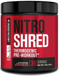 Jacked Factory NITROSURGE Shred Pre Workout Supplement - Energiatugevdaja, Kiirtugevdus Kasum, Terav Fookus, Võimas Pump - Lämmastikoksiidi Booster & PreWorkout Powder - 30Sv, Arbuus