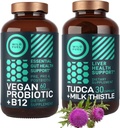 Metsik KÜTUS TUDCA piimaohakalisandiga ja Vegan Probiootikum Plus B12 Üldine Maksapuhastus ja soolestiku tervisepakett