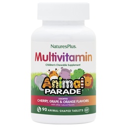 Natures Plus Animal Parade Laste näritav multivitamiin - 90 loomakujulist tabletti - looduslik sorteeritud maitse - taimetoitlane, gluteenivaba - 45 serveerimist