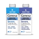 Genexa puhas külm & gripp Päevane + öine raske leevendus, värvivaba, 0% kunstlikud lisandid, atsetaminofeeni palaviku vähendaja, köha supressant, antihistamiin, orgaaniline mustikamaitse, 12 fl oz (2 pakk)