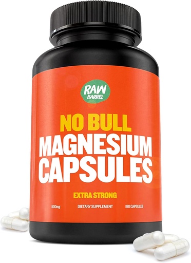 "No Bull" Magneesiumkapslid, ainulaadne magneesiumtsitraat ja oksiidi valem une ja lõõgastumise jaoks, magneesiumpillid lihasvalude ja spasmide vältimiseks, magneesiumoksiidtsitraat, 500 g
