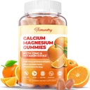 Kaltsium Magneesium Tsink Kummid Vitamiin D3 & K2 - Suur imendumine Magneesium Glütsinaat 400mg - Suhkruvaba Kaltsiumilisand - Närvilihaste meeleolu ja immuunsuse toetamine - täiskasvanutele Mehed Naised Lapsed