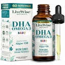 DHA Omega-3 Vedelad tilgad imikutele ja väikelastele, Vegan-sõbralik Omega-3 oluline täiendus, soodustab tervislikku aju, silmi, keha kaitset, beebi ja väikelaste toitumist