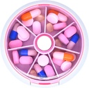 Pill Organizer Travel Pill Case Purse Portable Pill Box Round Weekiy Pill Container vitamiin Fish Oil Pills Supplements (Pink)