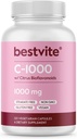 BESTVITE C-vitamiin 1000 mg (120 taimekapslit) tsitruseliste bioflavinoididega - Stearaatide puudumine - vegan - mitte GMO - gluteenivaba