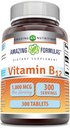 Amazing valemid Vitamiin B12 täiendus | 1000 Mcg serveerimise kohta | Tabletid | Mitte-GMO | Gluteenivaba | Valmistatud USAs (1 Pack, 300 Count)