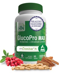 Health Thru Nutrition GlucoPro Max - 1500mg Berberine, Chrominex + Chromium ja 1000mg kaneel | Vegan, Non-GMO, Gluteenivaba | Pakend 90