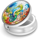 Pill Box-3 Kompartment Väikesed pillid kotti ja tasku Mini Metal Pill Holder Travel Pill konteineri hoida toidulisandeid BPA-vaba (Seahorse)