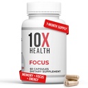 10X Health Focus Rhodiola Rosea - aju täiendused mälule ja fookusele - 60 kapslit fookuslisandit, mälulisa aju tervise jaoks Ginkgo Biloba, Huperzine A - Ginkgo Biloba kapslid