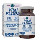 Vital Planet - Vital Flora Immuunsüsteemi tugiprobiootikum, 60 miljardit CFU, erinevad tüved, orgaaniline seene lisand segu prebiootikumidega, seedetrakti tervise probiootikumid naistele ja meestele 30 kapslit