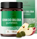 HERBAMA Ginkgo Biloba Gummies - 120mg Ginkgo Biloba Herb aju toetamiseks - Vegan, GMO-vaba aju fookus ja selgus täiendus - 90 Pectin-Based Apple Maitsestatud Chews