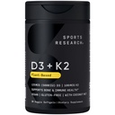 Spordiuuringud Vegan Vitamiin D3 + K2 täiendus orgaanilise kookosõliga - 5000iu D-vitamiin 100mcg Mk7 vitamiin K - toetab kaltsiumi tugevamate luude ja immuunsüsteemi tervise jaoks - 30 softgels täiskasvanutele