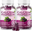 Kaltsiummagneesium tsink D3-vitamiini lisandiga, suhkruvaba kaltsiumkummid naistele meestele, kõrge imendumisega tsinkkummid luudele ja lihastele & immuuntervisele, Vegan Elderberry Maitse - 120 krahv