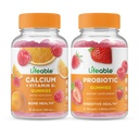 Elujõuline kaltsium D-vitamiini + probiootilise 2 miljardi CFU, Gummies Bundle - suurepärane maitse, vitamiinilisand, Gluteenivaba, GMO-vaba, närimiskõlblik
