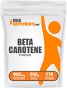 BulkSupplements.com Beeta-karoteeni pulber - beeta-karoteeni lisand, A-vitamiini lisand immuunsuse ja nägemise toetamiseks - Gluteenivaba, 900 mg serveerimise kohta, 250 g (8,8 oz) (pakk 1)