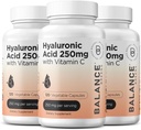 Puhas hüaluroonhappe lisa 250mg vitamiin C 50mg, 120 vegankapslid - naha hüdraat loodusliku kuma, juuste, küünte, luude ja liigeste tervise valem