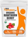 BulkSupplements.com Organic Hawthorn Berry Extract Powder - Hawthorn Berry Supplement - Herbal & Gluten Free, 1 g per Serving, 250 g (8,8 oz) (pakk 1)