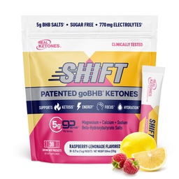 Real Ketones BHB Eksogeensed Ketoonid Joogisegu pakendid | Elektrolüüdid Pulberpakendid Ei Suhkrut, 4 peamist paadunud elektrolüüte Plus Hüdreerimine Patenteeritud Keto BHB - 30 Count Vaarika Lemonaadi
