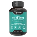 Naturalis Vegan Vitamiin D3 + K2 ekstra neitsioliiviõli | 5000iu D-vitamiini 120mcg MK7 Vitamiin K | Parem toetus luude ja immuunsuse tervisele | Vegan Society Certified 180 Softgels