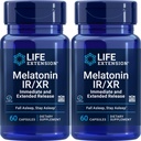 Elu pikendamine Melatoniini IR / XR, 1, 5 mg, kohene ja laiendatud vabastav valem optimaalse une toetamiseks, tervislikud ööpäevased rütmid, rakukaitse, gluteenivaba, mitte-GMO, 2 X 60 kapslit