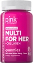 PINK Multivitamiin Gummies naistele | Mitte-GMO & Gluteenivaba | Plus kollageen & biotiin | Segatud marjamaitse