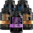 MEDCHOICE Sleep melatoniin (90ct), Turmeric & Ginger (240ct) ja Nootropic Brain (120ct) Supplement Bundle - Wellness Trio aju, une ja immuunsüsteemi tugi - Vegan, mitte-GMO, Gluteenivaba