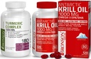 Bronson Turmeric Curcumin with Bioperine High Potency Premium Joint Support + Bronson Antarktika krillõli 1000 mg koos Omega-3s EPA, DHA