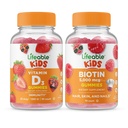 Elujõuline D-vitamiini lapsed + Biotiini lapsed, Gummies Bundle - suurepärane maitse, vitamiinilisand, Gluteenivaba, GMO-vaba, närimiskumm