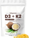 Looduskeel Vitamiin D3 K2 10000 IU, 2-in-1 Kookosõli Softgels 10000 IU VIT D3 + 200 MCG Vitamiin K2 luu, immuunsüsteemi ja südame toetamiseks | Lihtne neelata, mitte-GMO, 300 Softgels