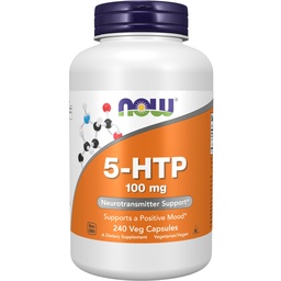 NOW Toidulisandid, 5-HTP (5-hüdroksütrüptofaan) 100 mg, neurotransmitteri tugi *, 240 Veg kapslit