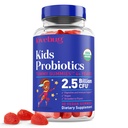 LOVEBUG Kids Probiootilised kummikud - orgaanilised närimistable probiootikumid lastele vanuses 4+, mullapõhine laste probiootikum soolestiku tervisele, kõhukinnisus, seedehäired ja immuuntoetus, Vegan, 30 närimist, maasikas