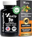 Ashwagandha kapslid 1310 mg musta pipariga - USA valmistatud Ashwagandha toidulisandid lõõgastustoetuseks, normaalseks kognitiivseks funktsiooniks ja tasakaalustatud energiatasemeks - 60 kapslit