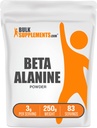 BulkSupplements.com Beeta-alaniin Pulber - Beeta-alaniin Supplement, Pre-Workout Supplement - Maitsestamata & Gluteenivaba, 3 g per Serving, 250 g (8,8 oz) (pakk 1)